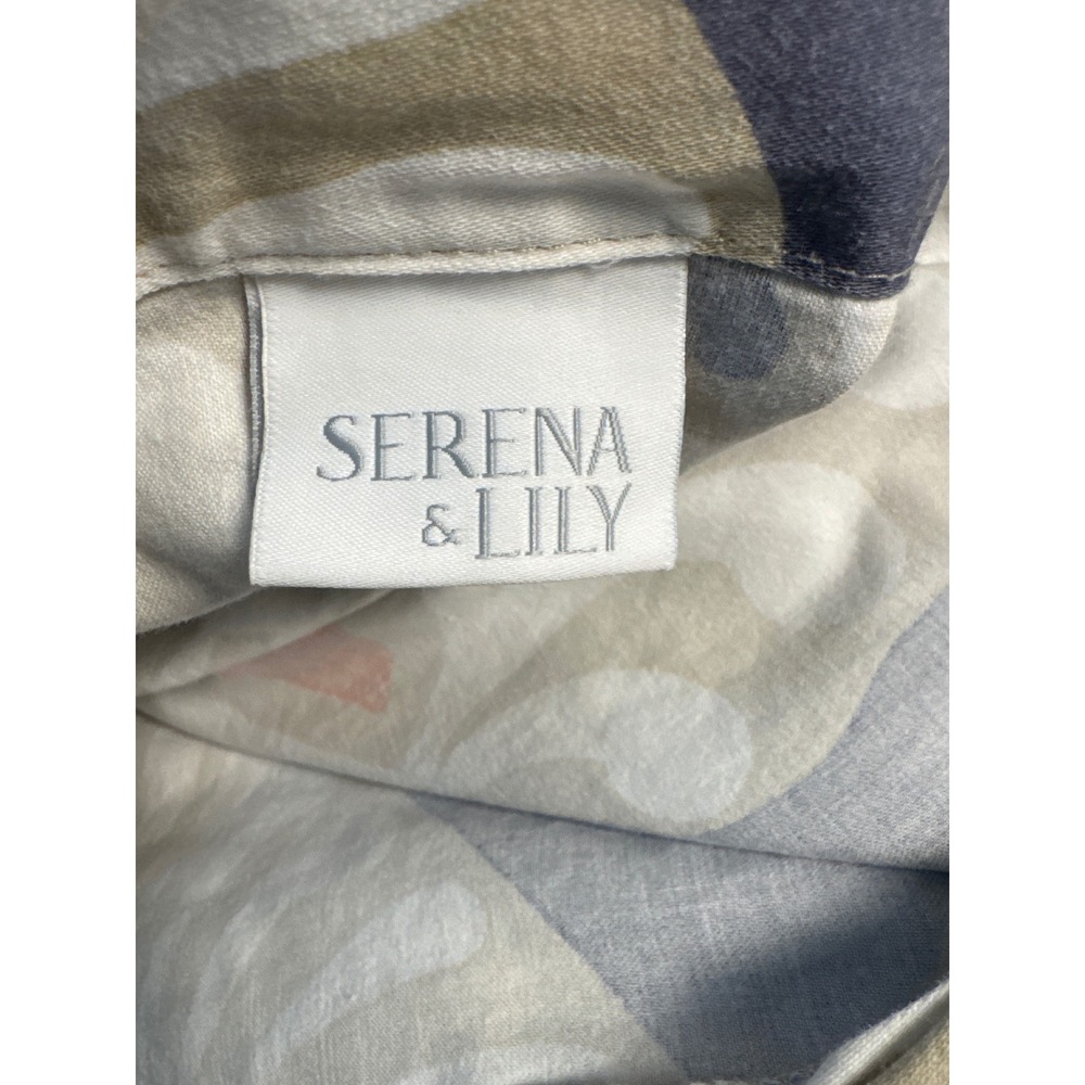 Serena & Lily Duvet Cover King Navy Blue Sand White Cotton Peacock Medallion - Picture 4 of 9